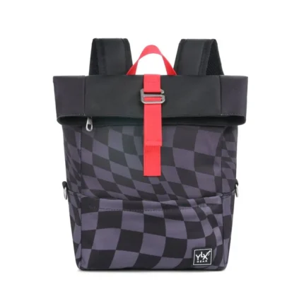 The Bag Company YLX Original Backpack Kids Dark Grey Black Wavy Checkered