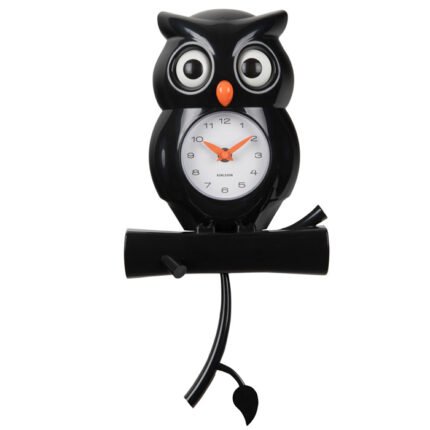 Karlsson Wandklok Owl Pendulum zwart