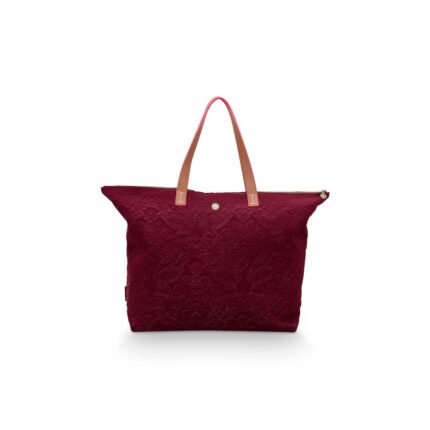 Pip Studio Tote Bag Velvet Quiltey Days Rood 66x20x44cm