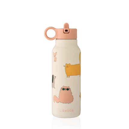 Liewood Falk Water Bottle-Kinderdrinkfles-Cats and Dogs / Sandy 350 ml