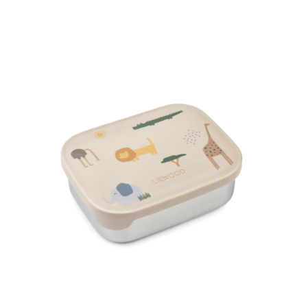 Liewood – Arthur Printed Lunchbox – Kinderlunchtrommel – Safari / Sandy Mix – 900 ml