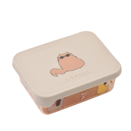 Liewood – Ako Tritan Snack Box – Kinderbroodtrommel – Cats and Dogs / Sandy