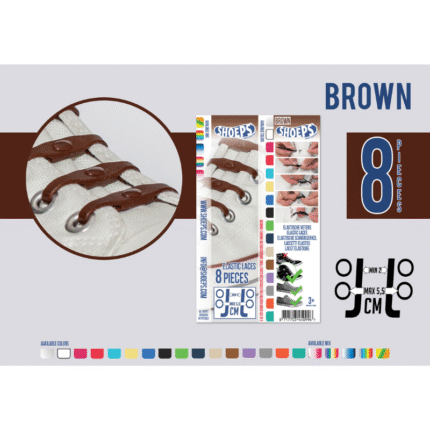 SHOEPS – Elastische veters – 8 stuks – Bruin