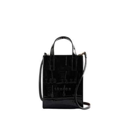 Ted Baker handtas schoudertas Gatocon Croc Effect Mini Icon Bag Jet - Black zwart 18cm x 14cm x 5cm