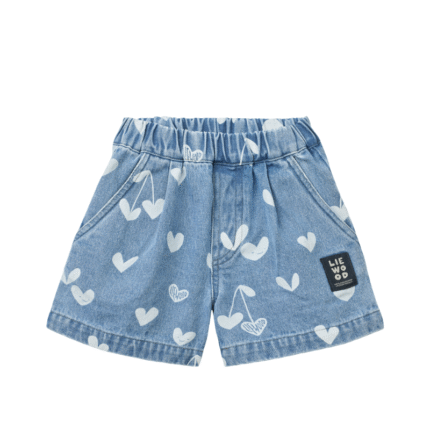 Liewood Borrisa Printed Denim Shorts - Sweethearts / Light Blue Denim