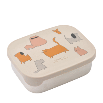 Liewood – Arthur Printed Lunchbox – Kinderlunchtrommel – Cats and Dogs / Sandy – 900 ml
