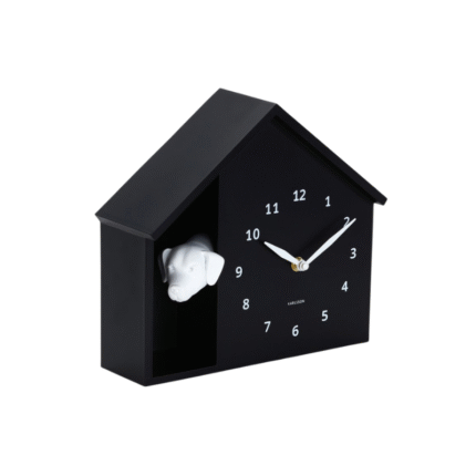 Karlsson Wall Clock Gluren Doggy - Wandklok - Zwart - 29x26 cm